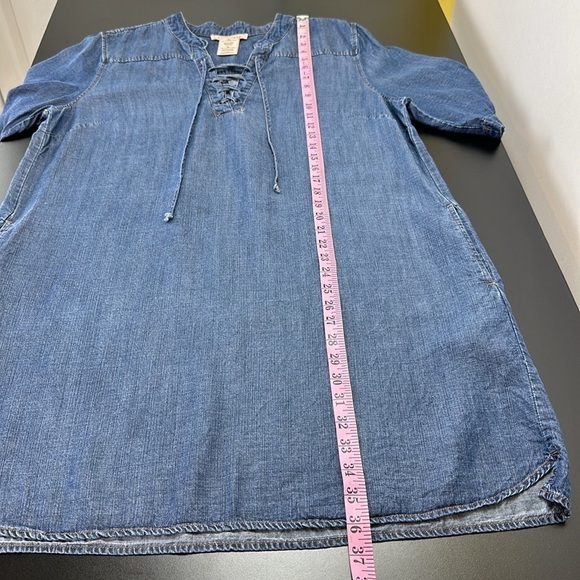 Philosophy 100% Tencel Lyocell Chambray Lace up Front Detail Dress XL Pockets - Picture 11 of 13